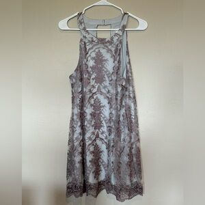 Altar’d State halter blue dress with light purple lace overlay Size M